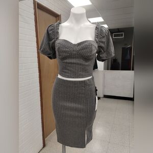 Gray Pinstripe Women's Set